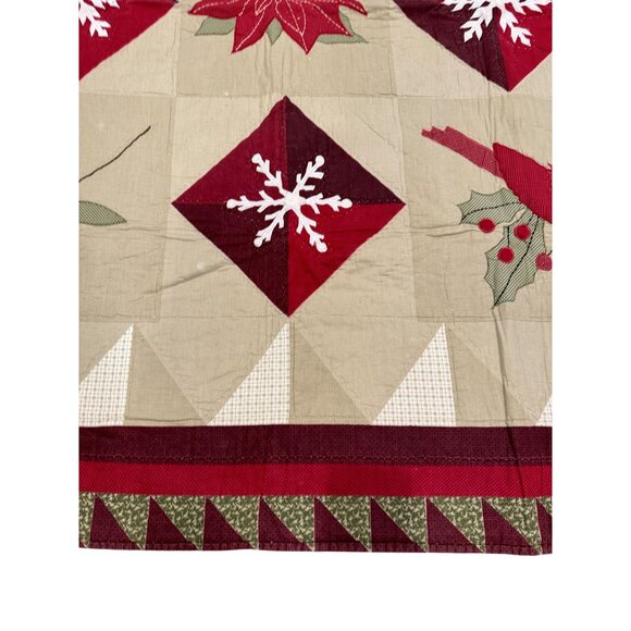 Christmas Winter Holiday Blanket Throw 52 x 62 Snowflake Cardinal Poinsettia - Picture 3 of 5